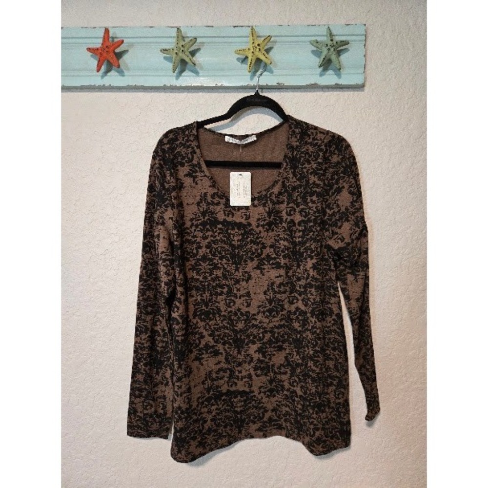 Peruvian Connection Black/Brown Brocade Tee